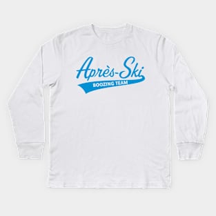 Après-Ski – Boozing Team (Lettering / Apres Ski / Blue) Kids Long Sleeve T-Shirt